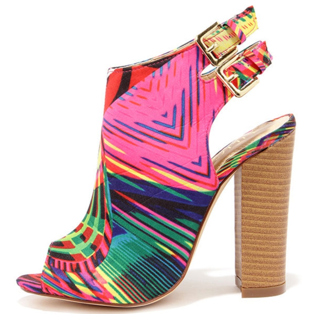 Lulu's Rainbow Peep Toe Heeled Booties